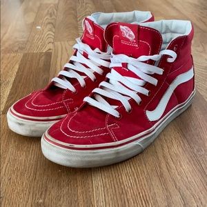 Red Vans high tops. Size 10